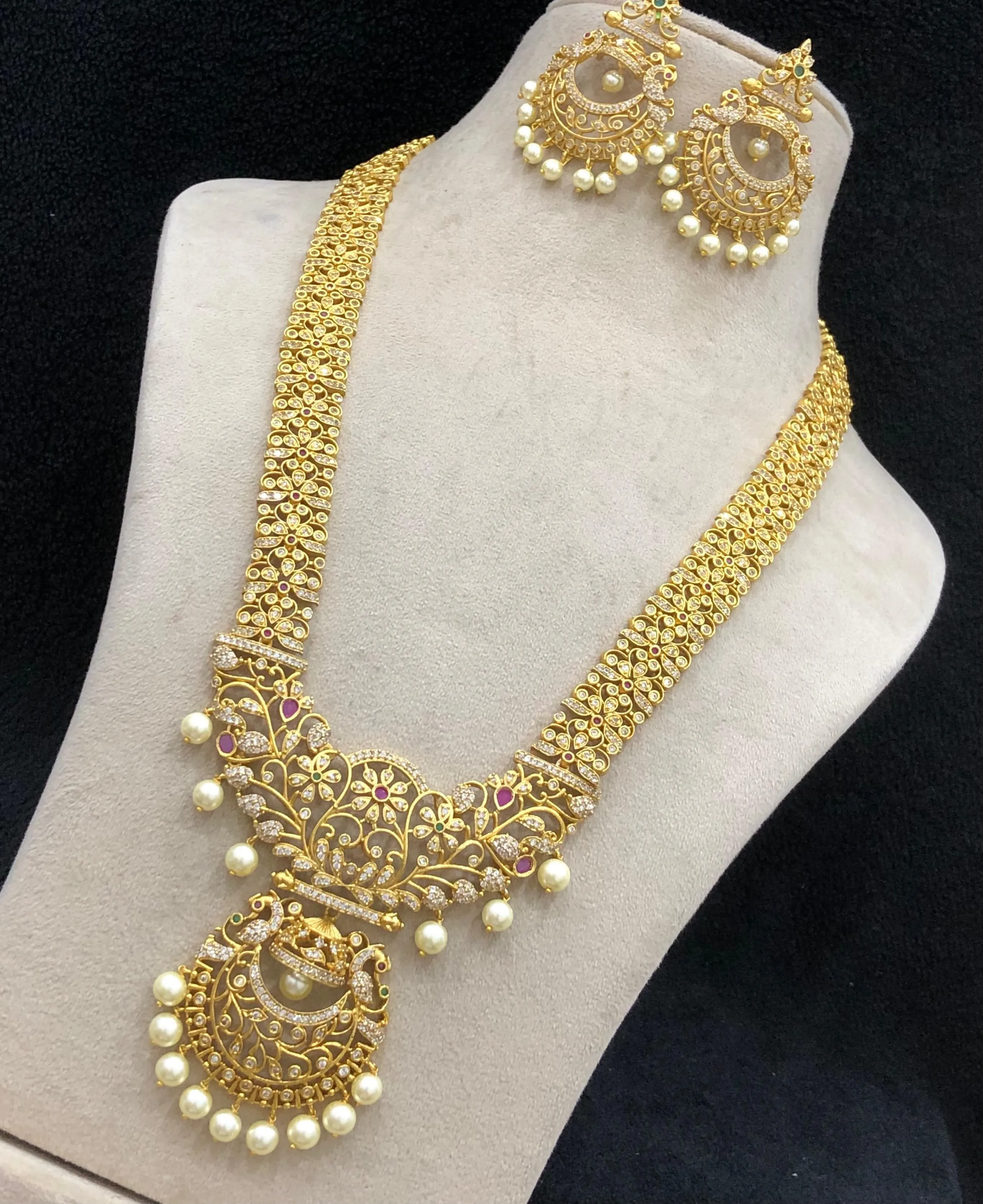 Antique CZ AD Stone Long Haram set